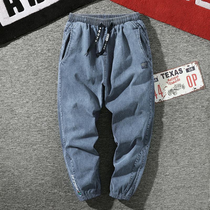 Duże rozmiary męskie spodnie dresowe 6XL 7XL 8XL Streetwear Czarne niebieskie spodnie cargo z denimu, rozciągliwe, zwężane, spodnie Baggy