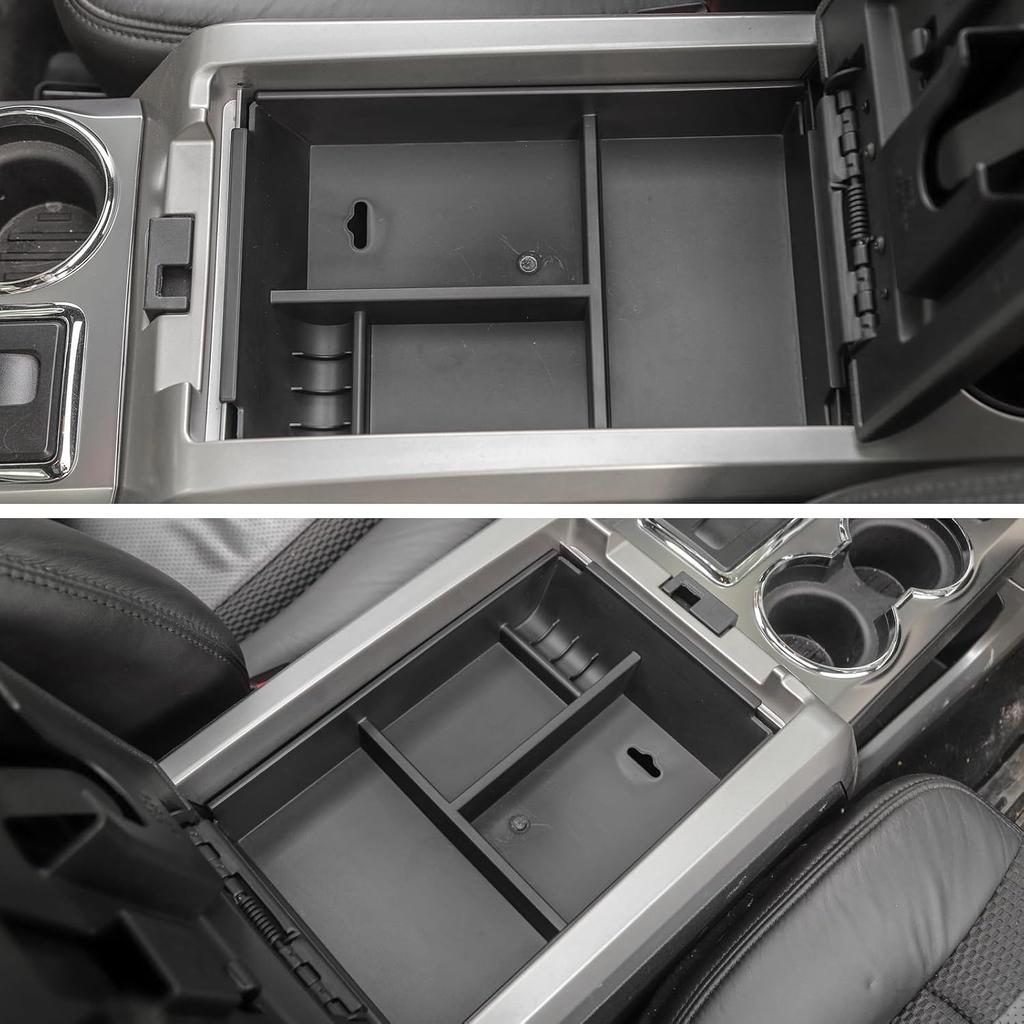CheroCar Center Console Armrest Box Organizer Tray Interior Storage Box Compatible with Ford F150 2009 2010 2011 2012 2013 2014,Exterior Accessories