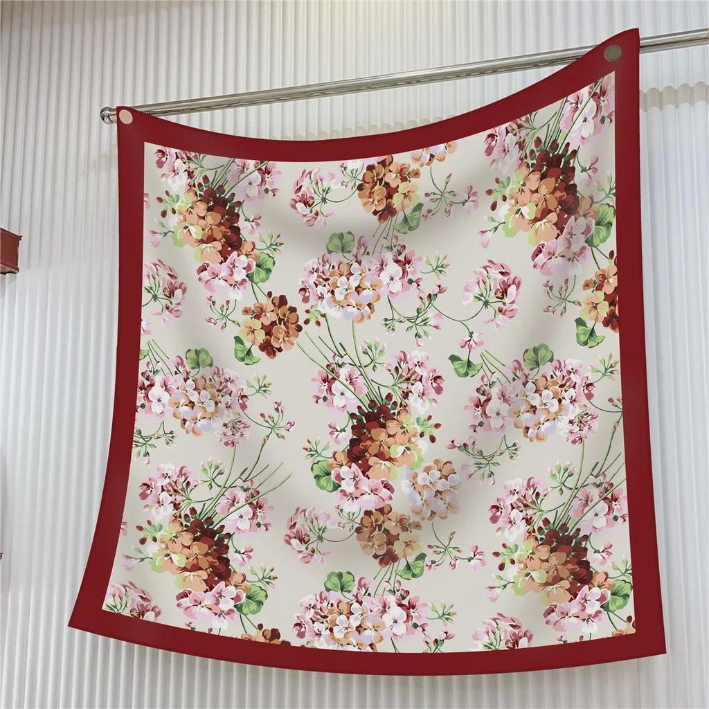 90cm Korean-Style High-Quality Twill Silk Chain Print Ladies' Decorative Shawl