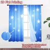 2D Flat Printing 2pcs Curtain Curtains Starry Blue Stripes Digital Printed Polyester Drapes All Season Party & Holiday Decor