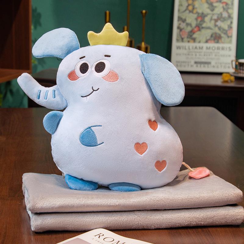 Cartoon Animal Two-in-One Pillow Blanket – Multifunctional Quilt for Home & Office, Customizable with Logo