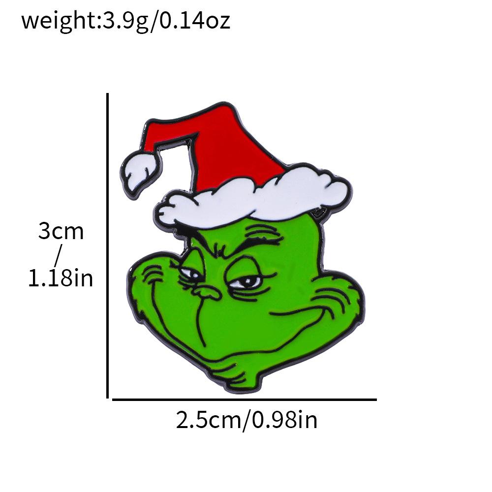 European and American film and television cartoon Christmas Grinch metal badge Grinch Christmas alloy brooch pin decoration