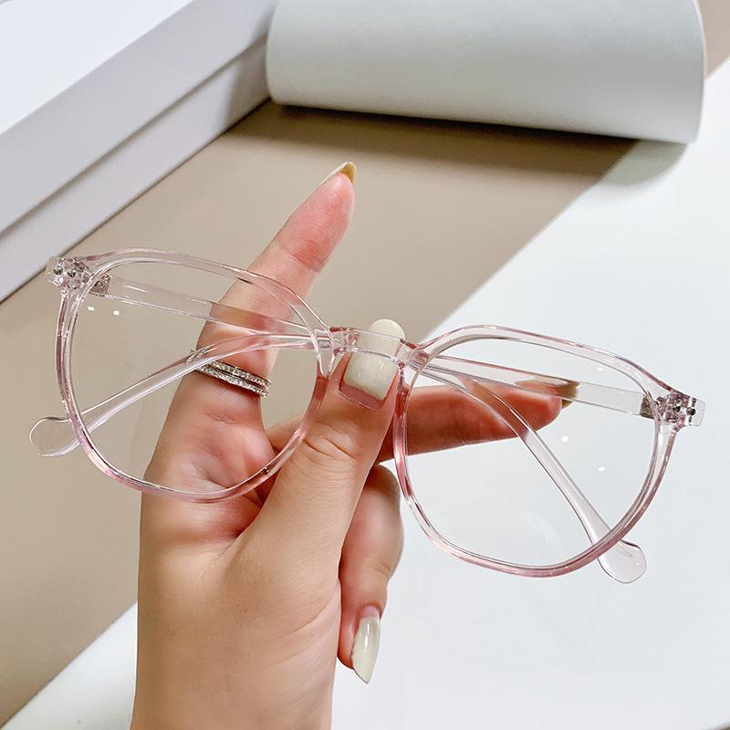 

Anti-Blue Myopia Glasses Men S And Women S Anti-Radiation Flat Glasses Student Goggles Round Frame Retro Flat Glasses non-prescription прозорого рожевого кольору