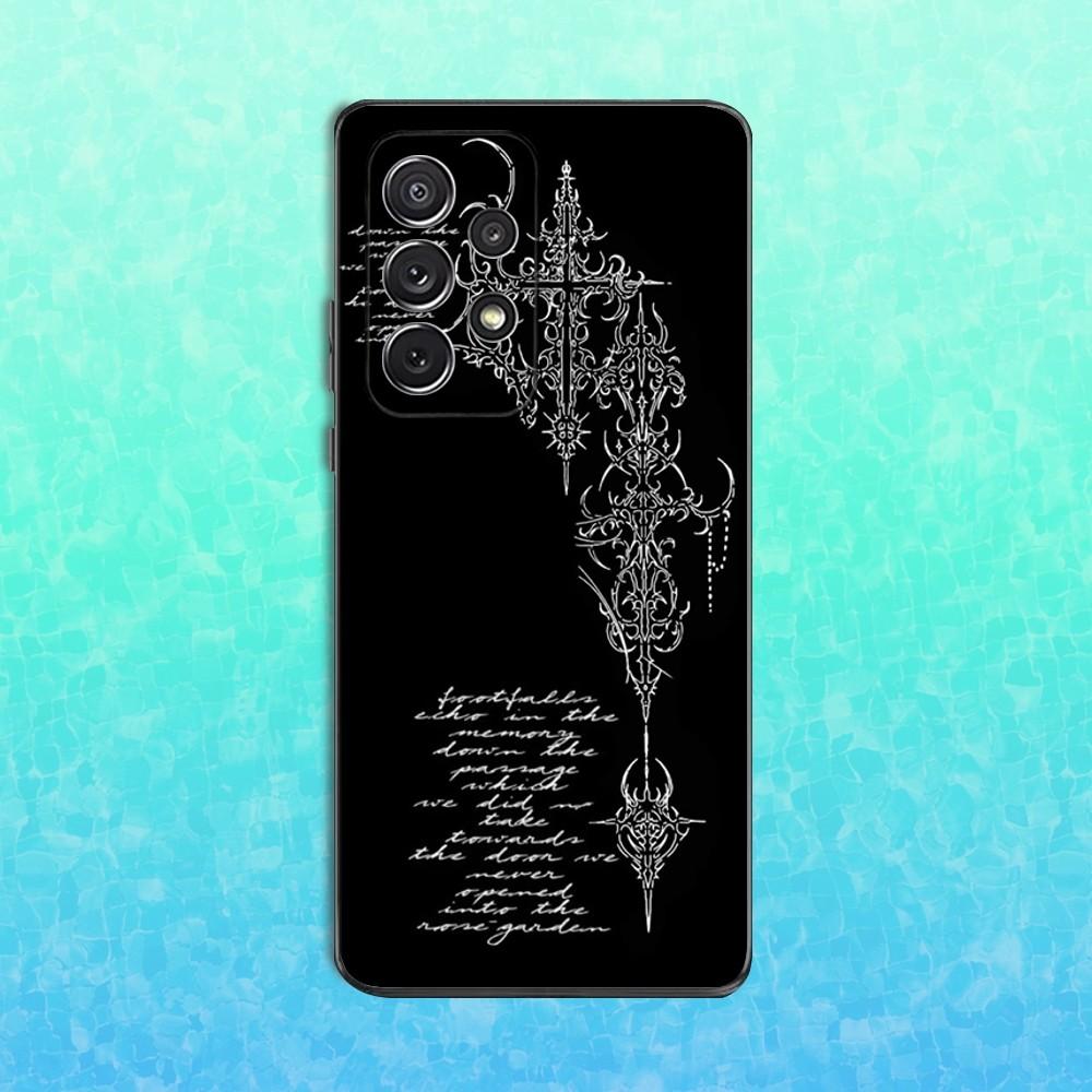 Gothic Cyber Sigil Cross Phone Case For Samsung S25,S24,S23,S22,S21,S20,S10,Ultra,Plus,Lite,FE,Soft Silicone Black Cover