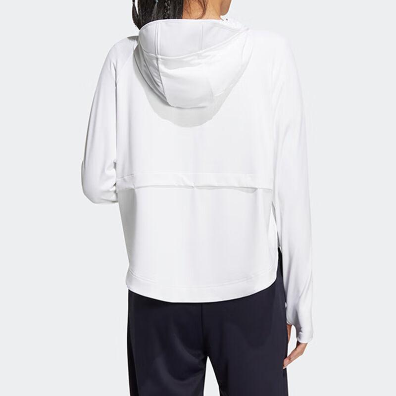 Adidas Solid Color Logo Embroidered Zip-Up Hooded Jacket Women Jackets White HR2581