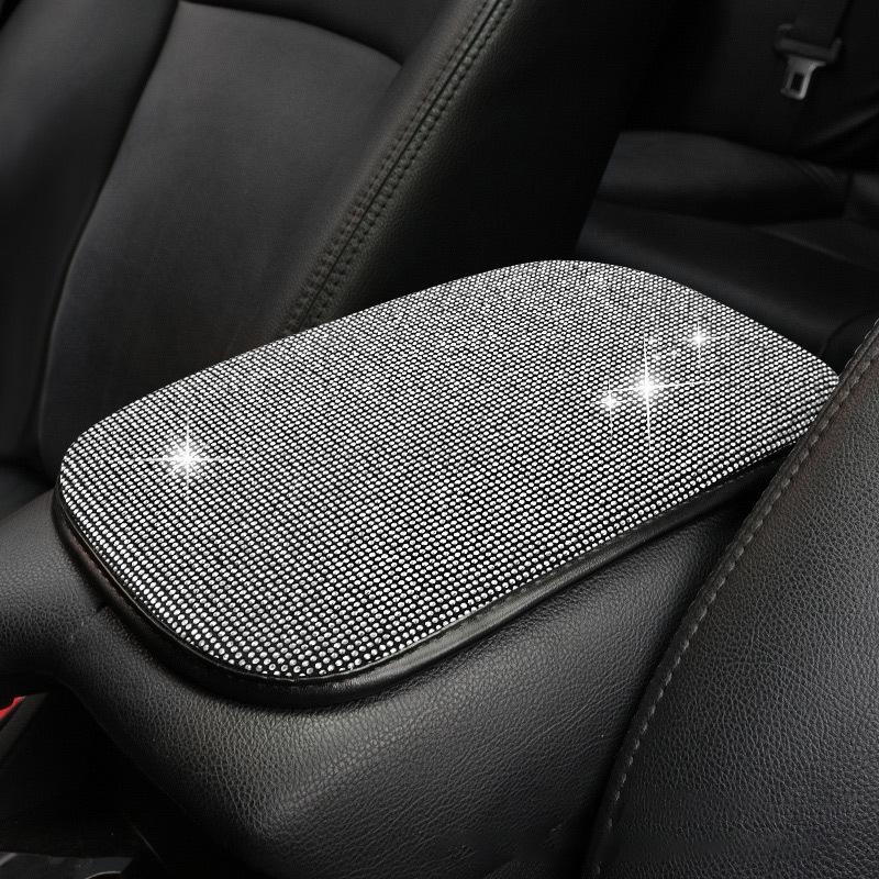 Auto Center Console Pad Crystal Bling Car Armrest Seat Box Cover Protector Universal Fit Diamond Car Decor Accessories for Women
