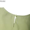 ZANZEA Women Daily Casual Round Neck Solid Color Short Sleeve Dress