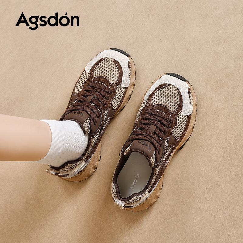 Augustine platform dad shoes women's 2025 new autumn brown retro feet small casual running shoes