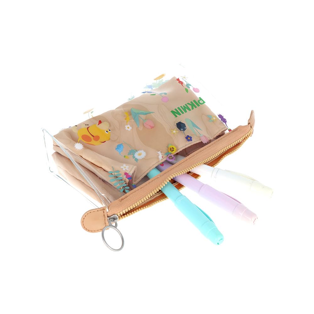 Stationery Pikmin Nintendo Goods S2336596 Sun-Star Pouch, Multi-Function, Clear, Gusseted, Mitte, Beige,