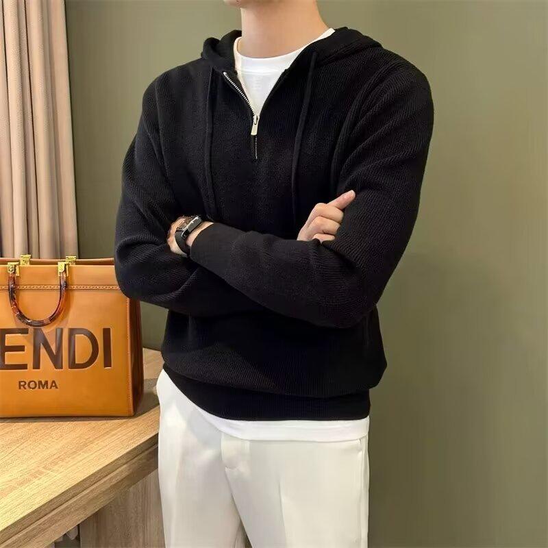 Sweat à capuche en tricot haut de gamme style coréen pour homme - Pull Automne/Hiver
