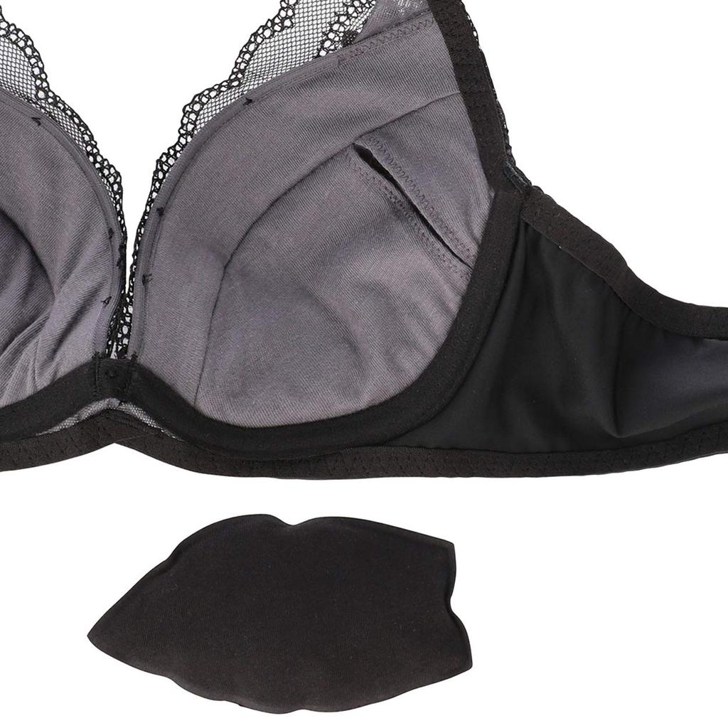 AMOSTYLE BY Triumph Dream Bra Deep V Bra Panty Daisy M014 Size E70M & Set, Lace, (Black),