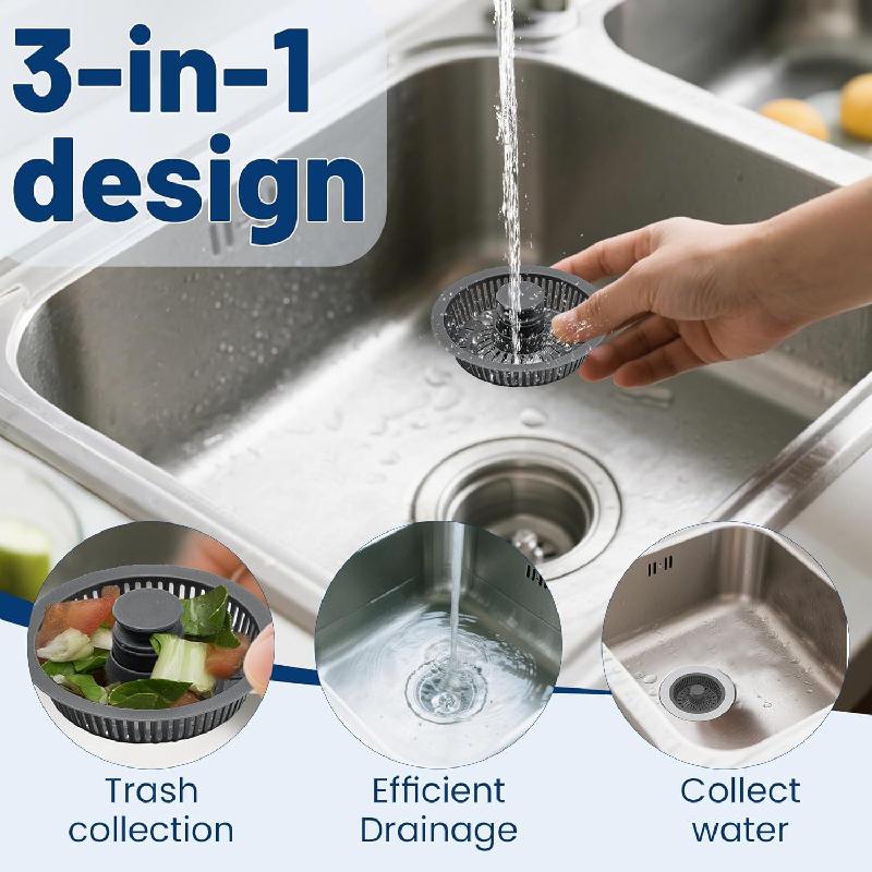 Stainless Steel Sink Pop-up Drain Basket Kitchen Sink Bounce Core Plug Anti-odor Leakage Stopper for Vegetable Washing Basin