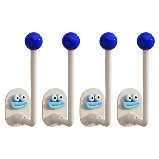4Pcs Self Adhesive Wall Hooks Strong Load-bearing Creative Shape Easy to Install Punch Free Wall Mounted Clothes Key Towel Hangers