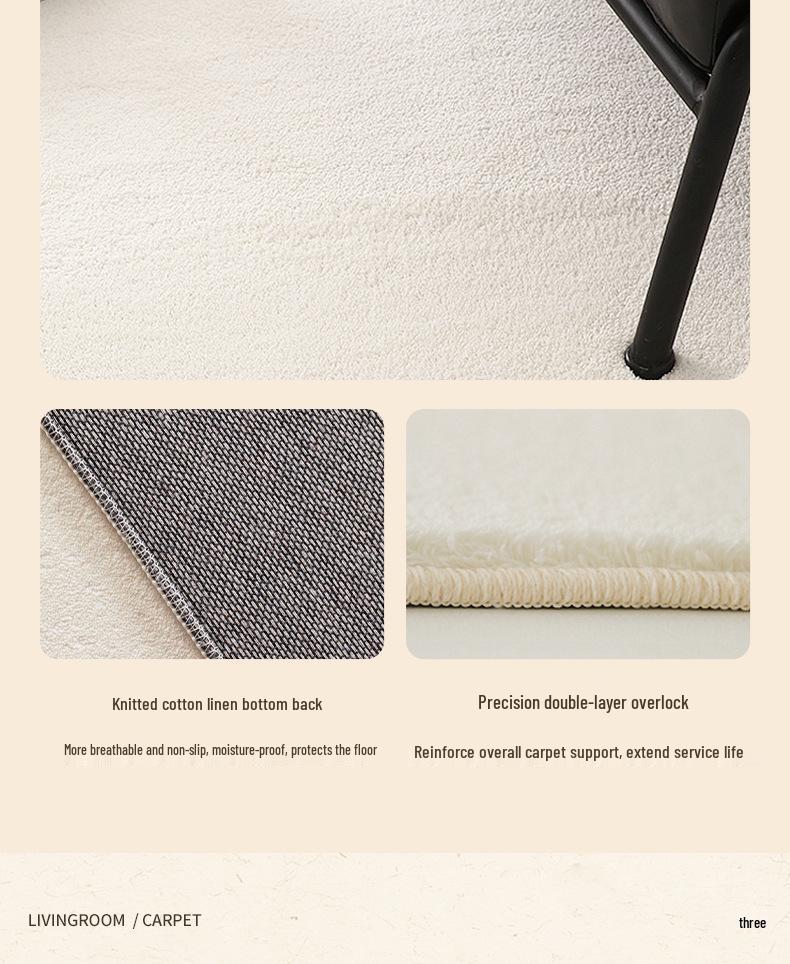 Retro Light Luxury High-End Cream Carpet: French-Style Waterproof, Anti-Stain Floor Mat for Living Room & Bedroom