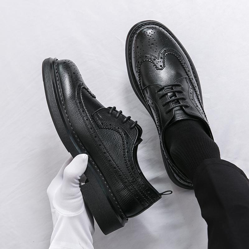 Módní boty v britském stylu pro muže z pravé kůže, společenské formální oxfordky, kvalitní kožená prodyšná pohodlná svatební obuv