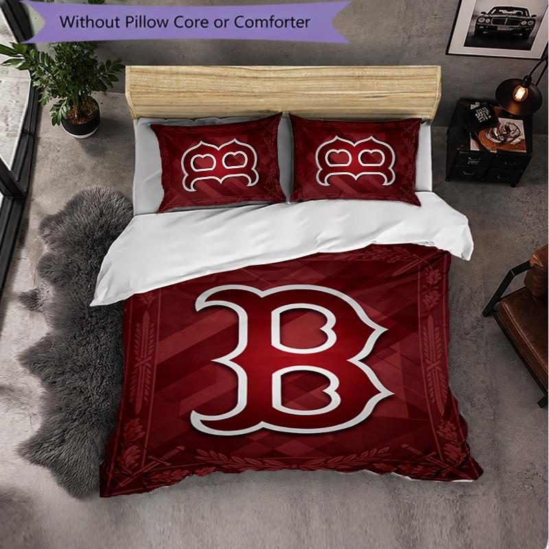 Boston Red Sox Pattern Microfibra Set Biancheria da Letto 3 Pezzi Decorazione Copripiumino Set Per Camera da Letto Uso Domestico