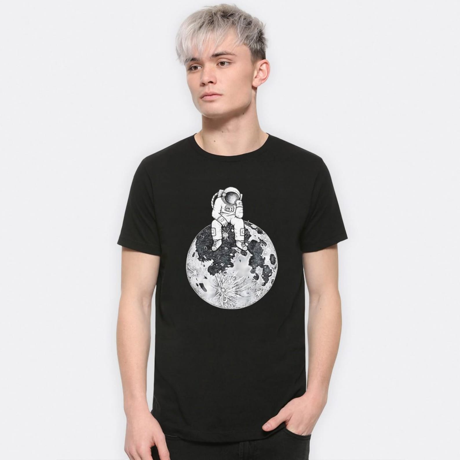 Astronaut Sitting on the Moon T-Shirt, Men s and Women s Sizes Tee (SPC-052118) XL