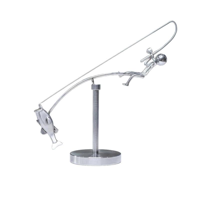 Dynamic Floating Fisherman Sculpture Office Desk Decoration Rustproof Easily Maintenance Unique Artistic Gift