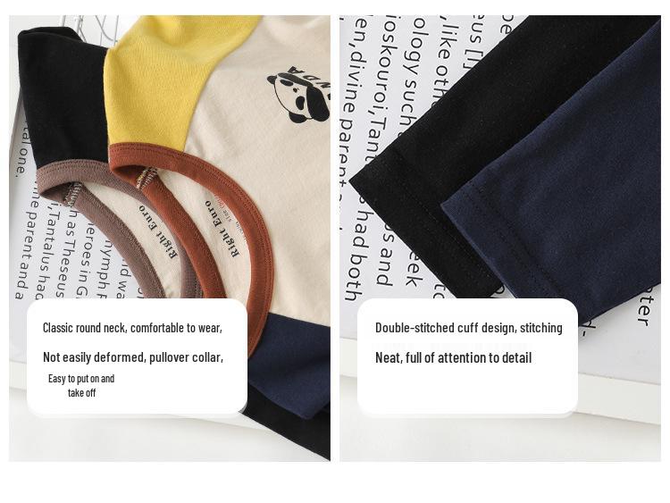 Right Europe Kids' Panda T-shirt: Antibacterial Spring/Autumn Base Layer for Infants & Children