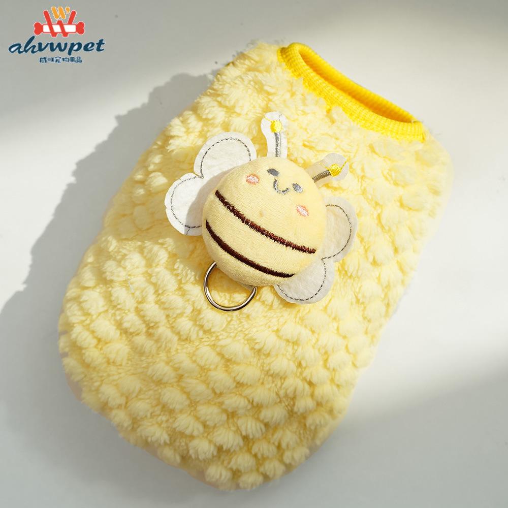 Cartoon Flannel Thermal Teacup Dog Small Milk Dog Dog Cat Teddy Clothes Vest Pet Supplies