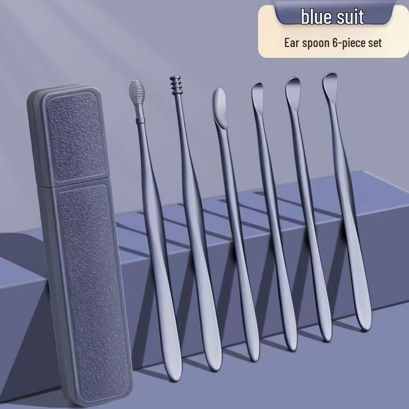 

Набор спиральных ушных палочек из нержавеющей стали с портативным брелком