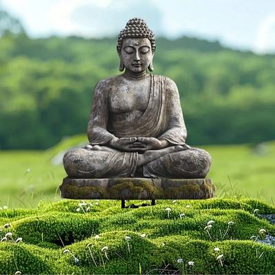 1 Piece of Flat Acrylic Antique Buddha Garden Stake Decoration, Dreamy Flower Pot Decoration and Outdoor Decoration