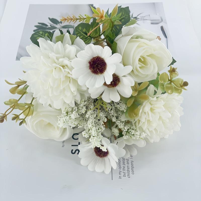 1 szt. Sztuczne kwiaty Fałszywe róże Bukiet kwiatów Jedwabne stokrotki Mniszek lekarski Kwiaty Hurtowe Na ślub Dekoracja domu Impreza Dekoracje stołu, Walentynki