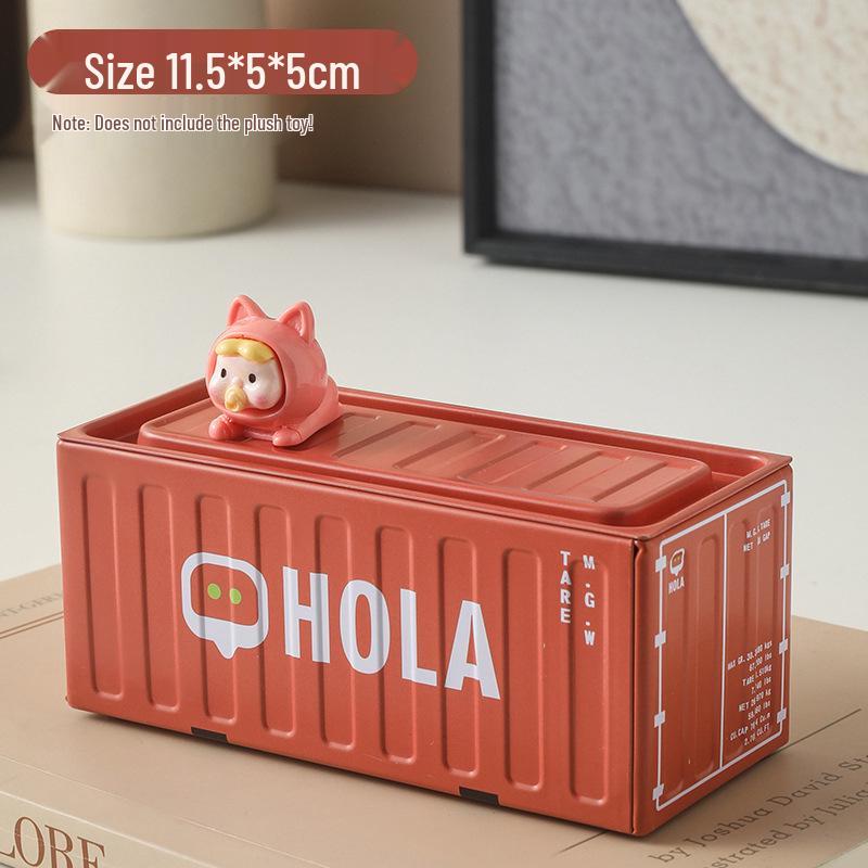 Retro Tinplate Flip-Top Mini Storage Container for Desktop Display