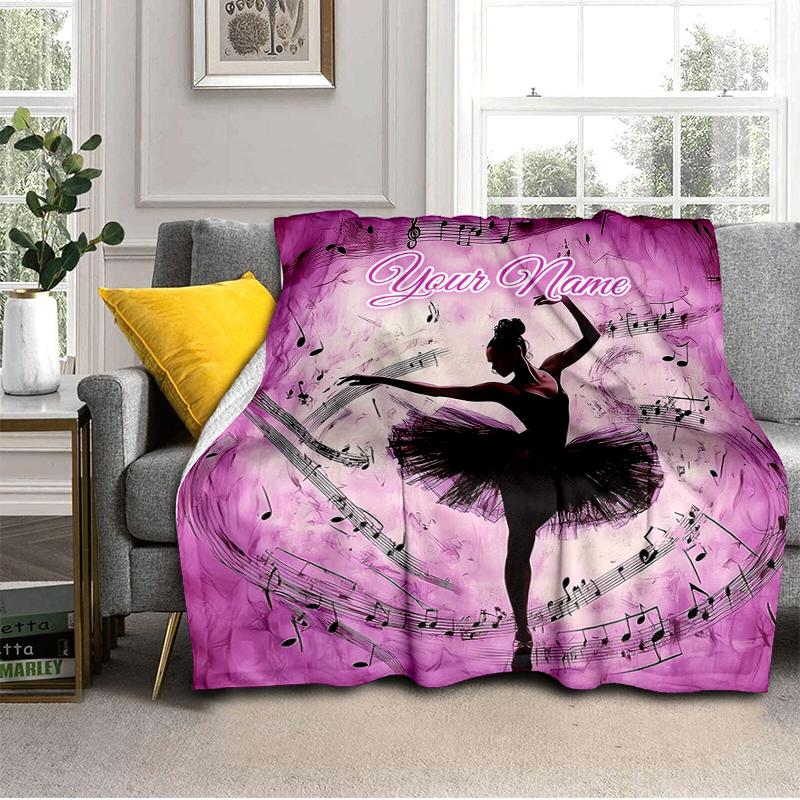 1PC Custom Name Dance Harmony Flannel blankets Patterns Throw Blanket All-Season Soft Gift for Couch, Bed, Camping gifts