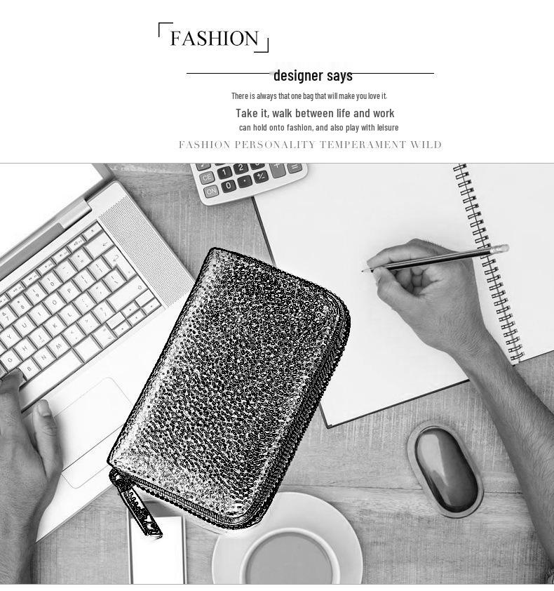 Stylish RFID Accordion Leather Card Holder with Zipper