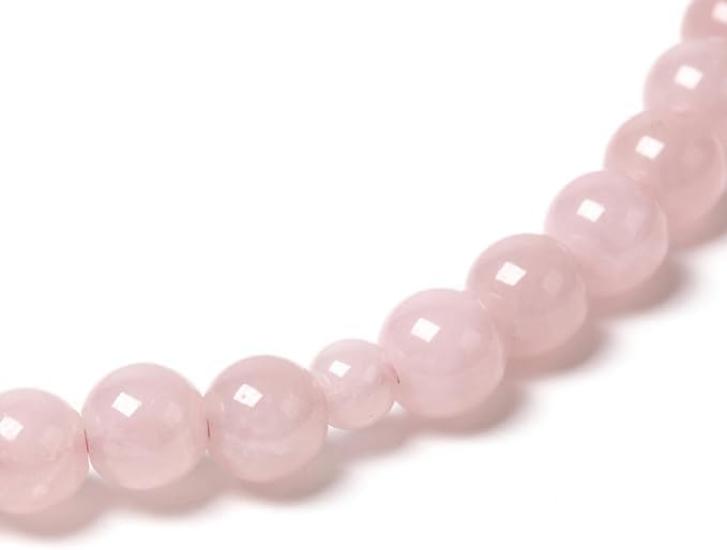 [Nenjudo] [Women's Natural Rose Quartz Prayer Beads (Includes Original Chirimen Silk Prayer Bead Bag (Floral Pattern)] Made In Japan. Handmade
