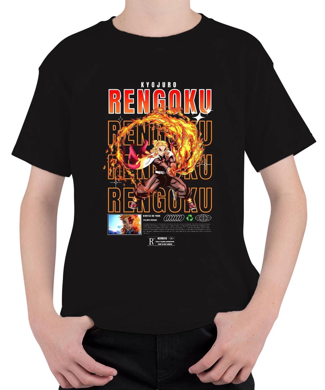 Rengoku Kyojuro Kimetsu no Yaiba Flame Hashira Anime Gift Unisex Kids T-S- S