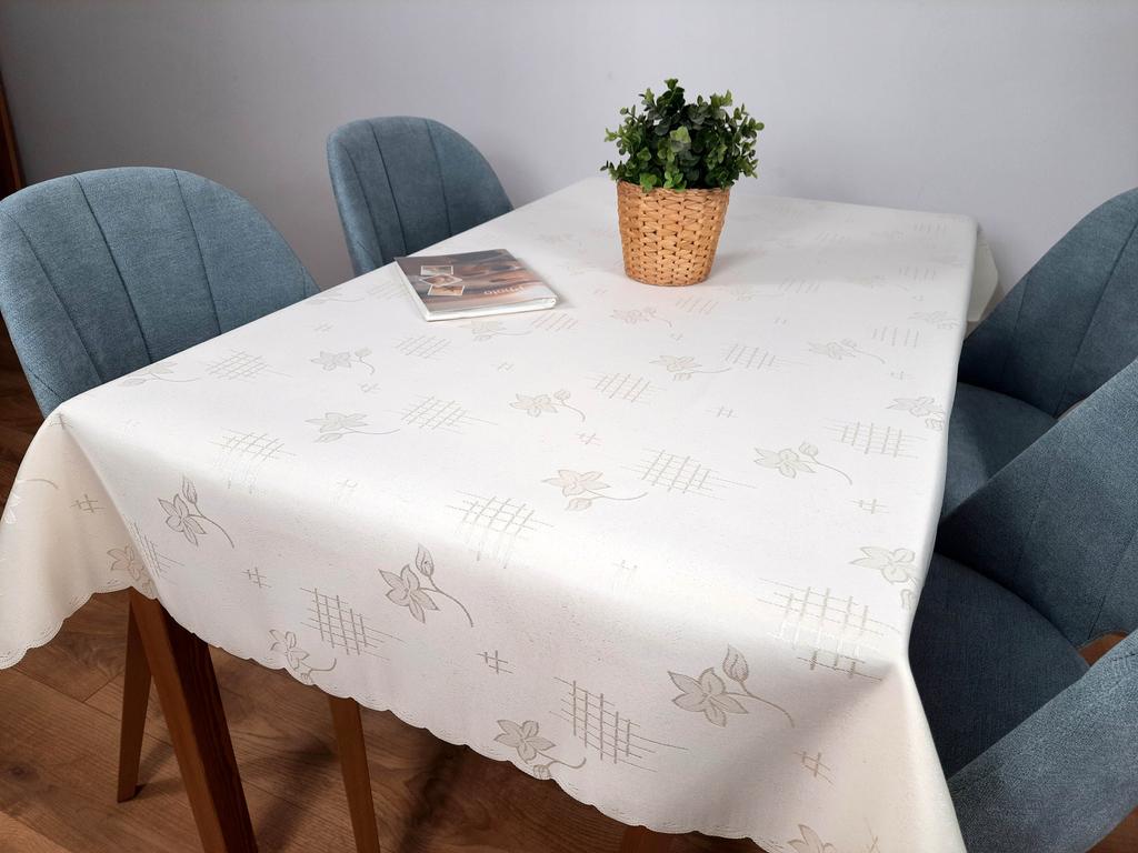 Obrus plamoodporny  kremowy 140/200 produkt polski kremowy materiał obrusy