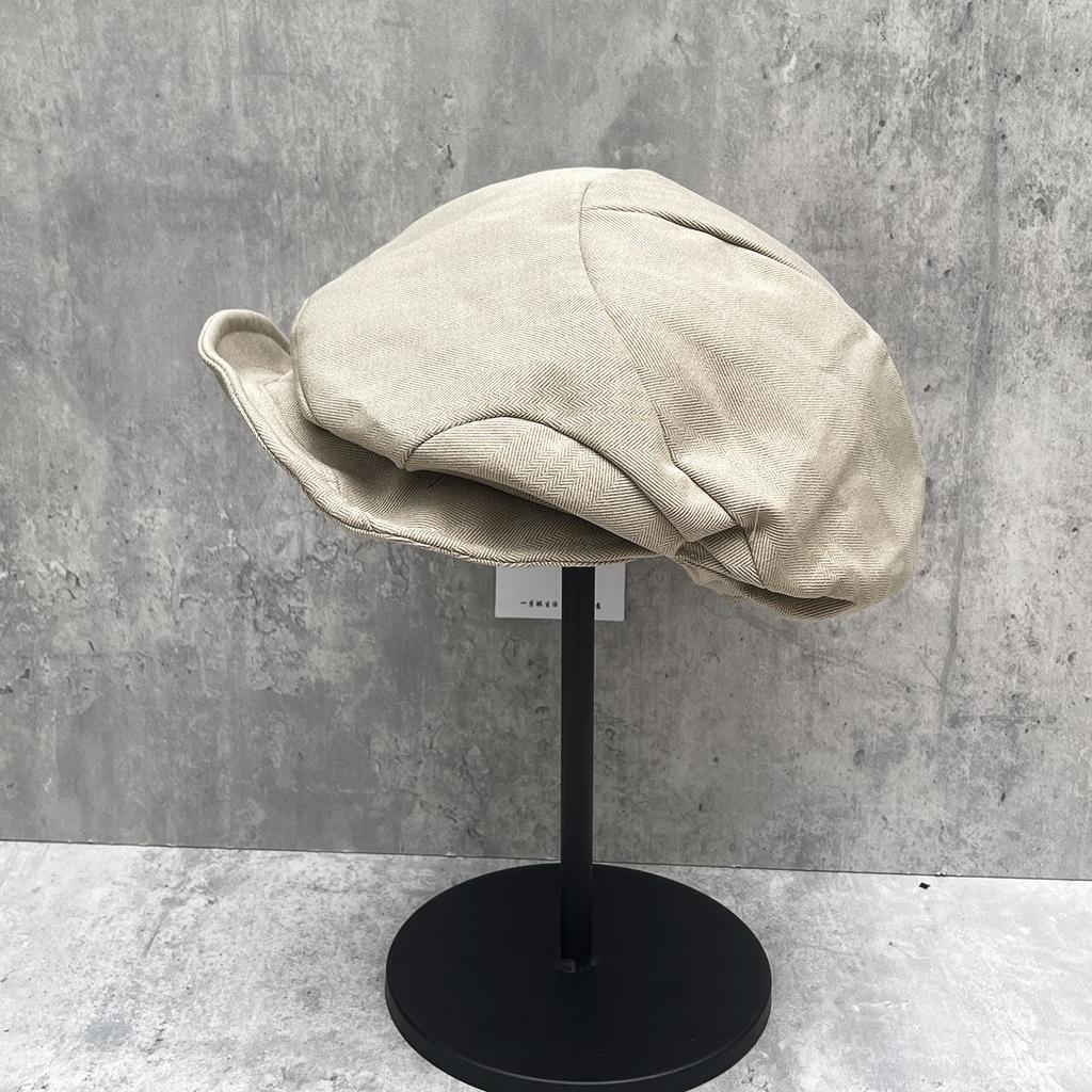 Loose Feeling Retro Pleated Newsboy Hat Female Autumn Niche Artist Hat Large Version Duck Tongue Beret Showing Small Face