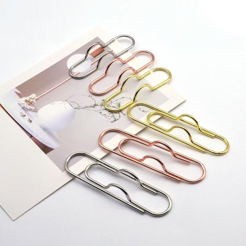 10pcs Colorful Paper Clips Document Clips Bookmarks Stationery Pen Holder  Metal