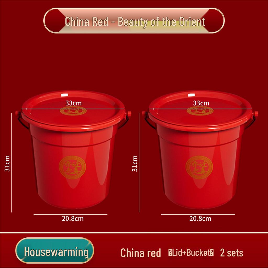 Red Wedding & Housewarming Joy Buckets - Large Plastic Pair in Vibrant Red