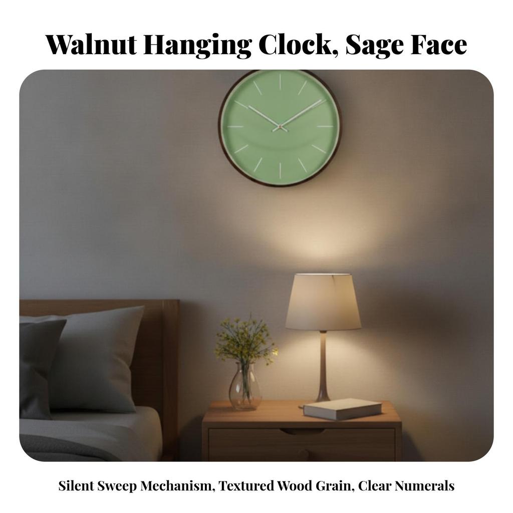 Wall Clock with Wood Frame Round for Living Room, Hallway