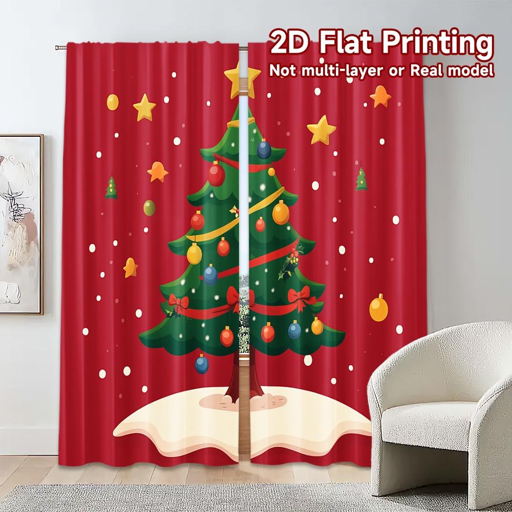 2pcs,Curtains Christmas Tree Decorations Garland (2) Modern Modern Curtain Polyester Curtains Art Deco Festive Ldeal for Living