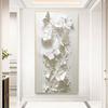 2D Pure White Butterfly and Flowers Wall Arts Posters Prints Canvas Painting for Living Room Wall Decor No Frame