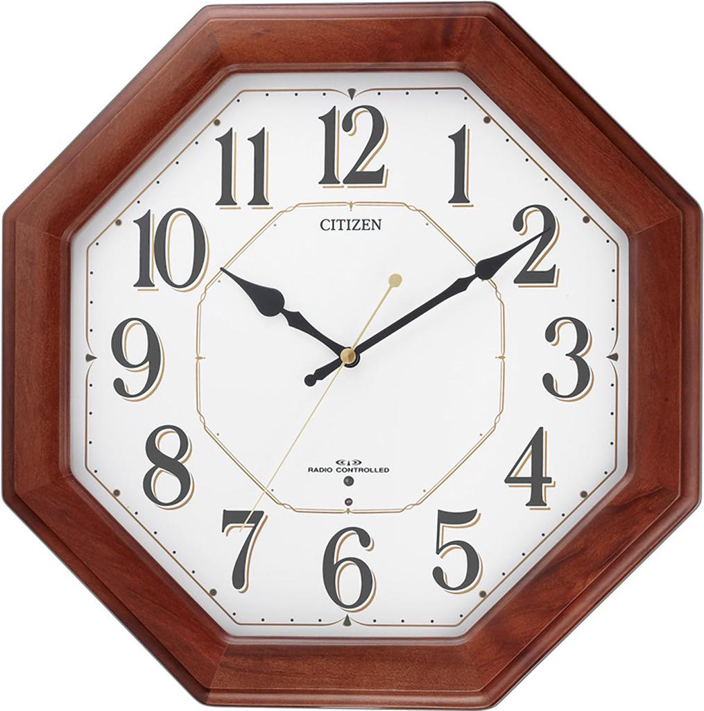 RHYTHM CITIZEN Wall Nemurina Wooden Clock, Radio-Controlled, Happiness, Frame, 8MY472-006