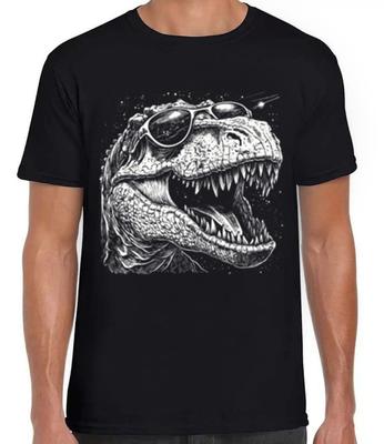 Dinosauro che si Estingue T Rex Asteroidi Giurassico Regalo Strano Maglietta Nera 402