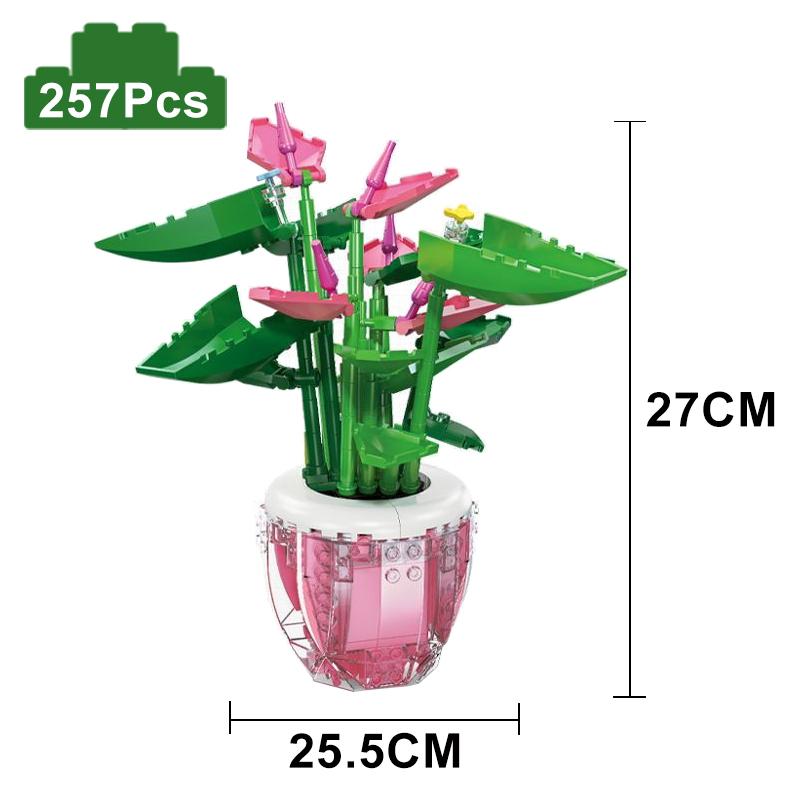 Creative Moc Red Rose Vase Plants Model Building Blocks Romantic Classic Flowers Bouquet Potted Bricks Toys Valentine's Day Gift
