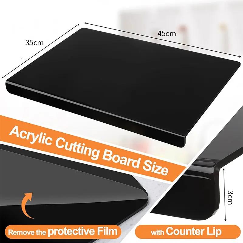 Acrylic Cutting Board with Counter Lip Thickness Clear Acrylic Cutting Board for Kitchen Anti Slip Cutting Board