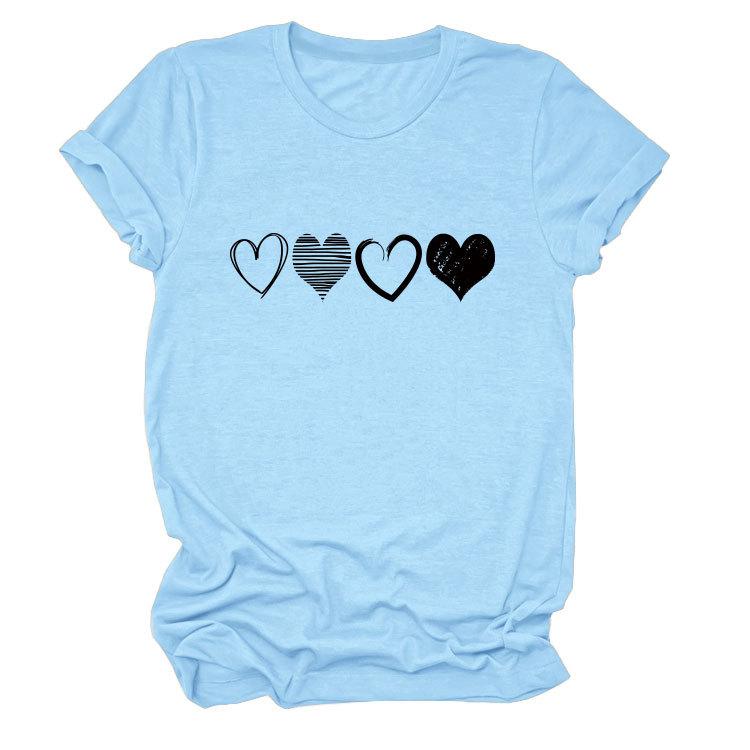 Fashion Trends Four Different Hollow-Out Love Women's Crew Neck Short Sleeve T-Shirts