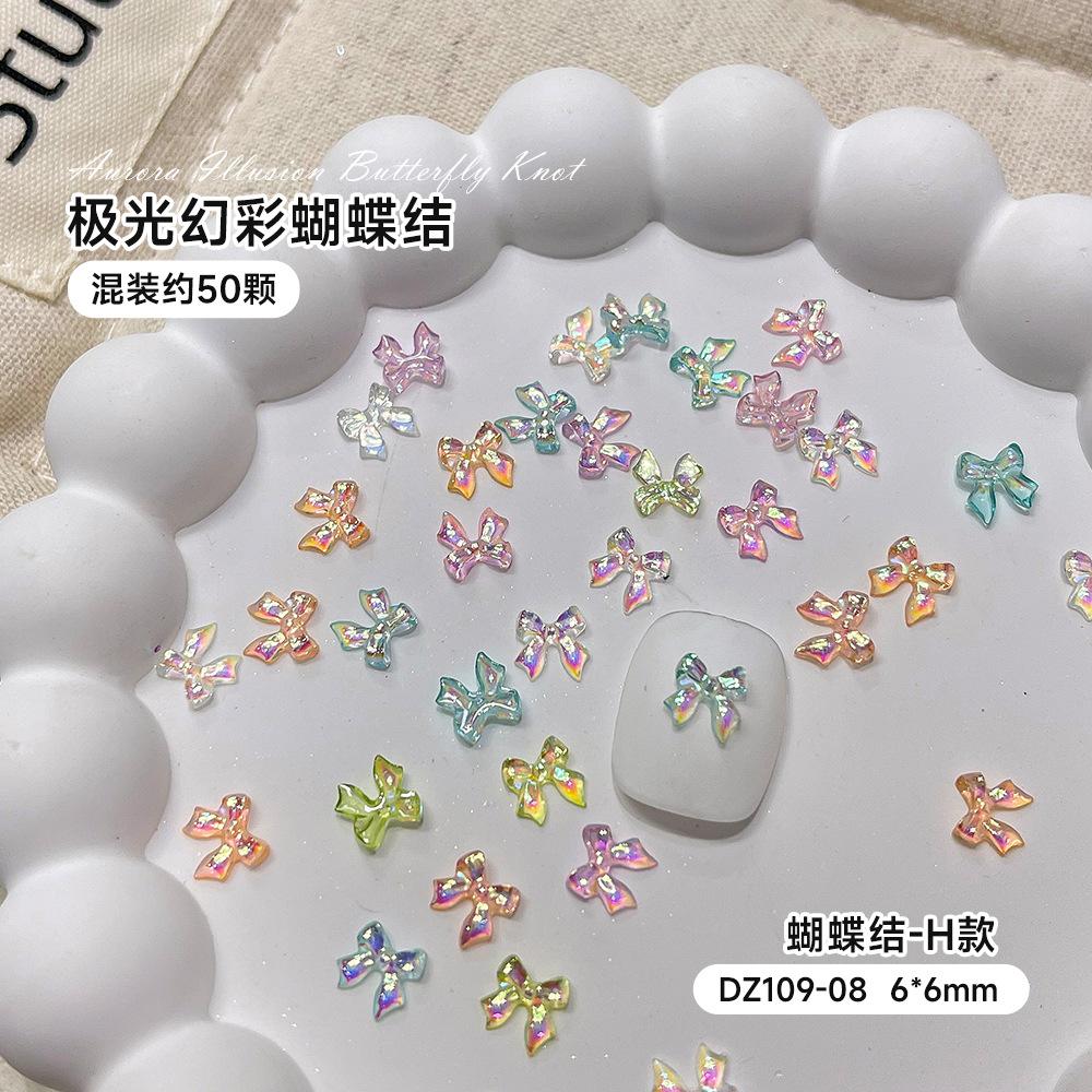 Mixed Butterfly Knot Nail Accessories Internet Celebrity Mini Aurora Illusion 3D Tie DIY