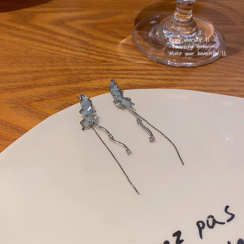 Boucles d'oreilles pendantes papillon haut de gamme en argent S925 pour femmes