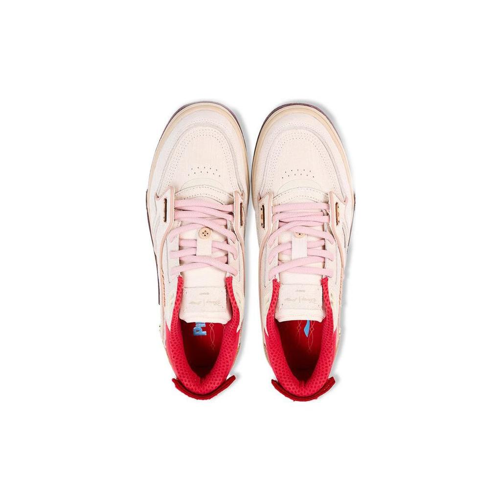Disney X Li Ning 001 BTC Pinocchio Series Non-Slip Wear-Resistant Low-Top Skate Shoes Men sneakers White Brown Red AGCT059-1