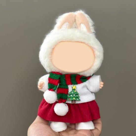 Mini Plush Doll Clothes Sweater Hat Dress Soft Doll Outfits Easy Wear Christmas Halloween Clothing for 17cm Dolls
