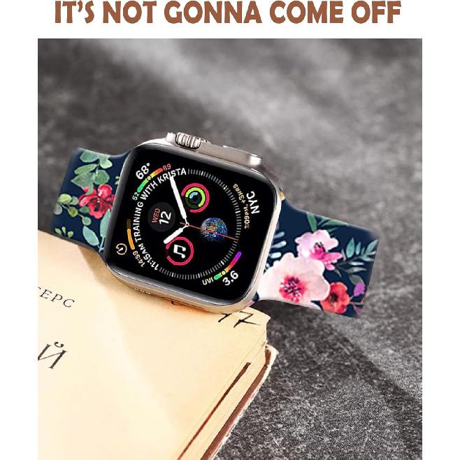 Sport Watch Bands Compatible with Apple Watch Band 38mm 40mm 41mm for Women Men, Adjustable Soft Silicone Replacement Smartwatch Wristband for iWatch