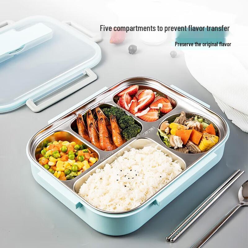 Minimalistische 5-Fächer-Lunchbox aus 304 Edelstahl